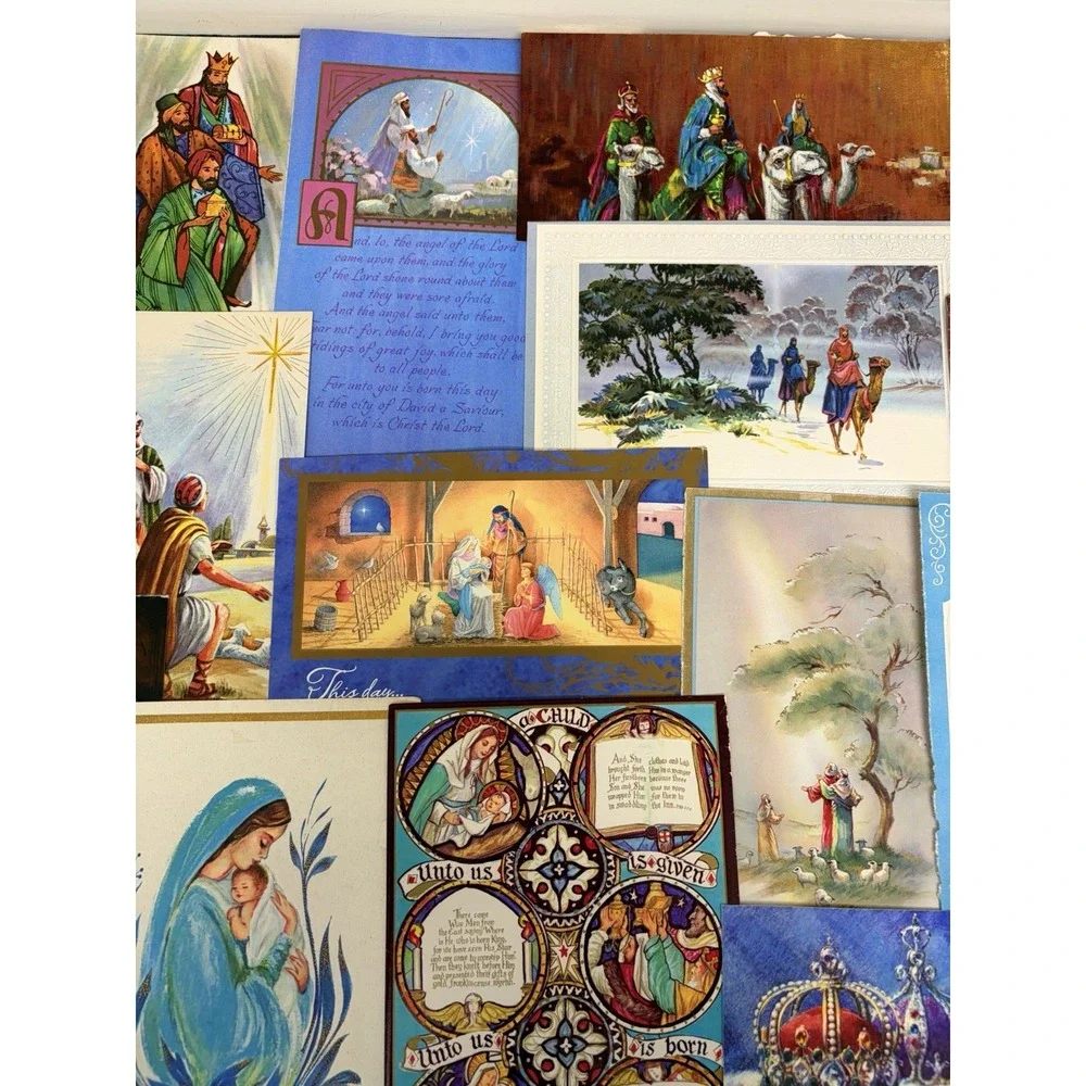 Vintage Christmas Cards Fronts ONLY Nativity Scrapbooking Crafts Lot of 50+
